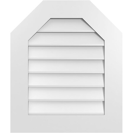 Ekena Millwork Octagonal Top Surface Mount PVC Gable Vent w/ 3-1/2"W x 1"P Standard Frame, 22"W x 26"H GVPOT22X2601SN
